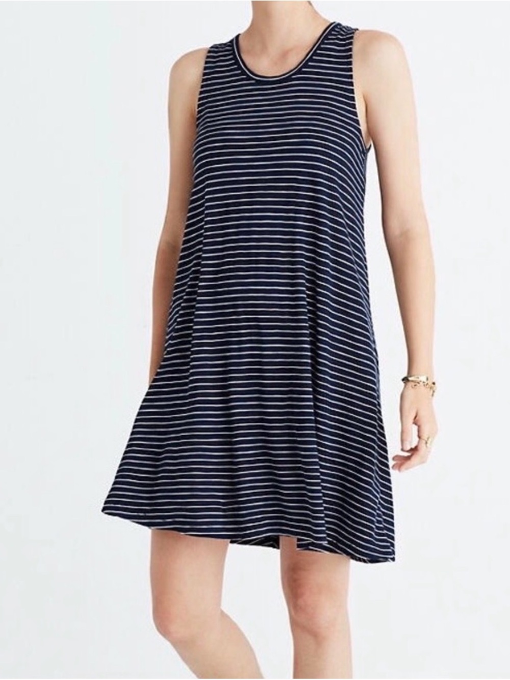Madewell Navy and White Striped Tank Swing Dress